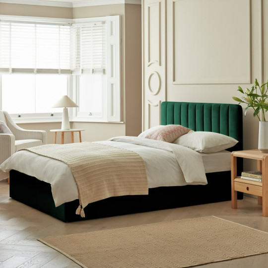 Home Pandora Kingsize End Lift Ottoman Bed - Green | lift-up storage bed