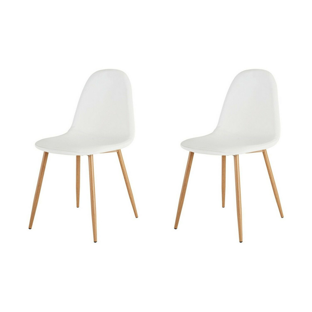 Habitat Beni Pair of Leather Effect Dining Chairs - White