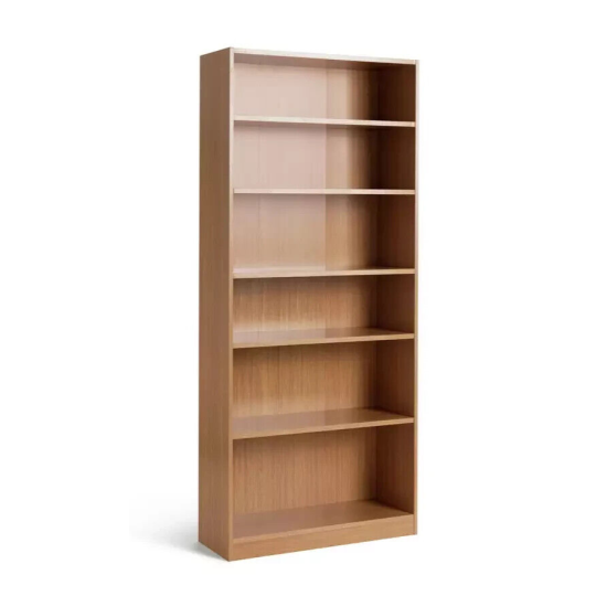 Maine Deep 6 Shelf Bookcase - Shelving Storage Unit Display Cabinet - Oak Effect