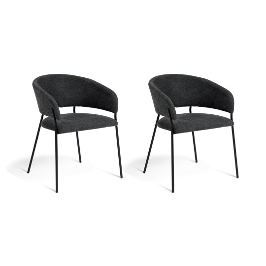 Habitat Sawyer Pair of Fabric Dining Chairs - Charcoal