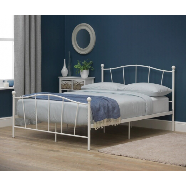 Fleur Kingsize Metal Bed Frame - White 1000 Pocket Sprung Mattress