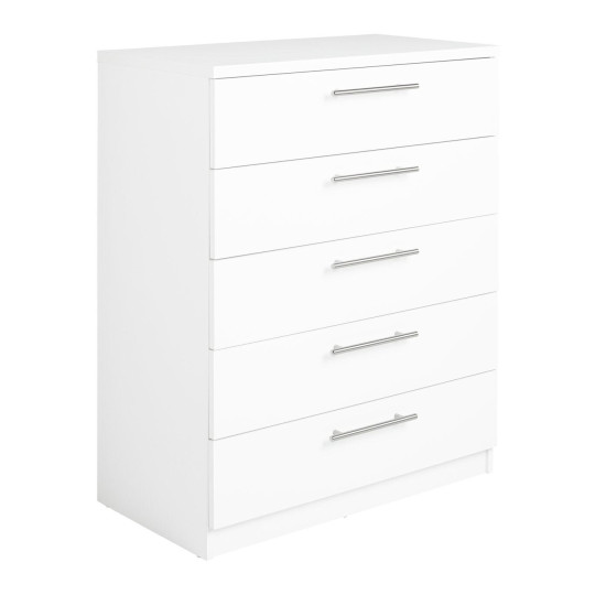 Home Brisbane 5 Drawer Chest White | Modern Storage Cabinet Dresser Furniture