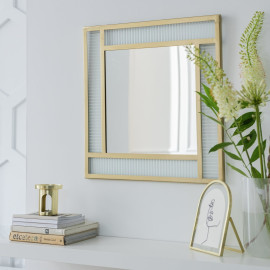 Glass & Brass Ribbed Square Wall Mirror - 60x60cm | Modern Home Decor Glass & Brass Ribbed Square Wall Mirror - 60x60cm | Modern Home Decor