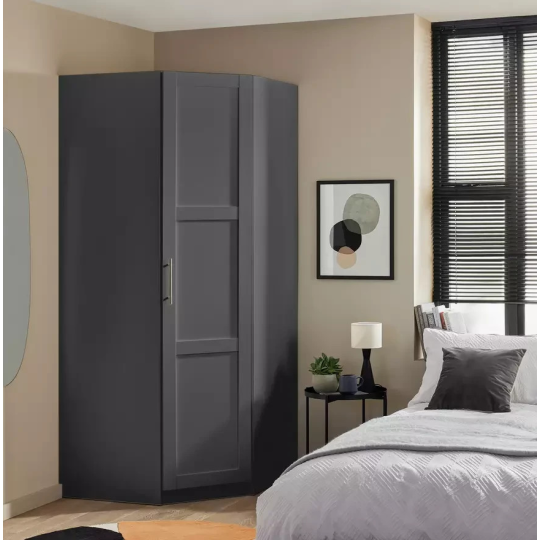 Munich Panelled Corner 1 Door Wardrobe Anthracite | Space Saving Bedroom Storage