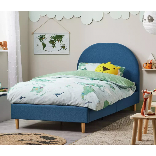 Olivia Single Bed Frame - Blue with Memory Foam Mattress