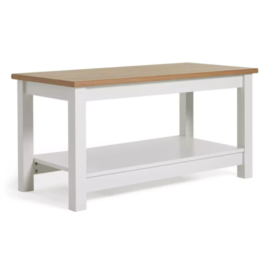 Winchester Coffee Table - White | Modern Living Room Table with Storage Shelf