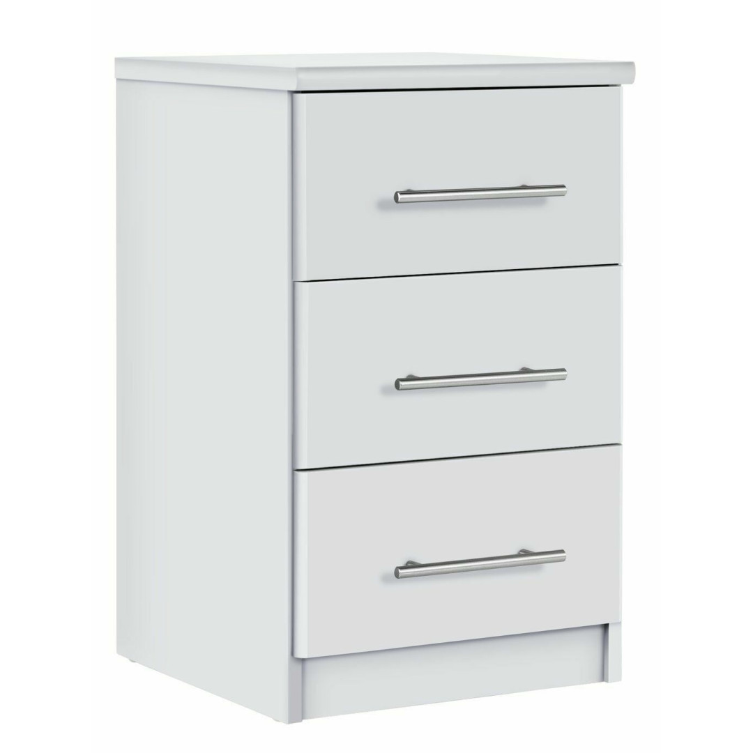 Normandy 3 Drawer Bedside Cabinet - White