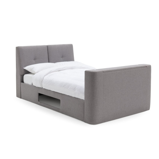 Home Jakob Kingsize TV Ottoman Bed Frame - Grey | High End Bedroom Comfort