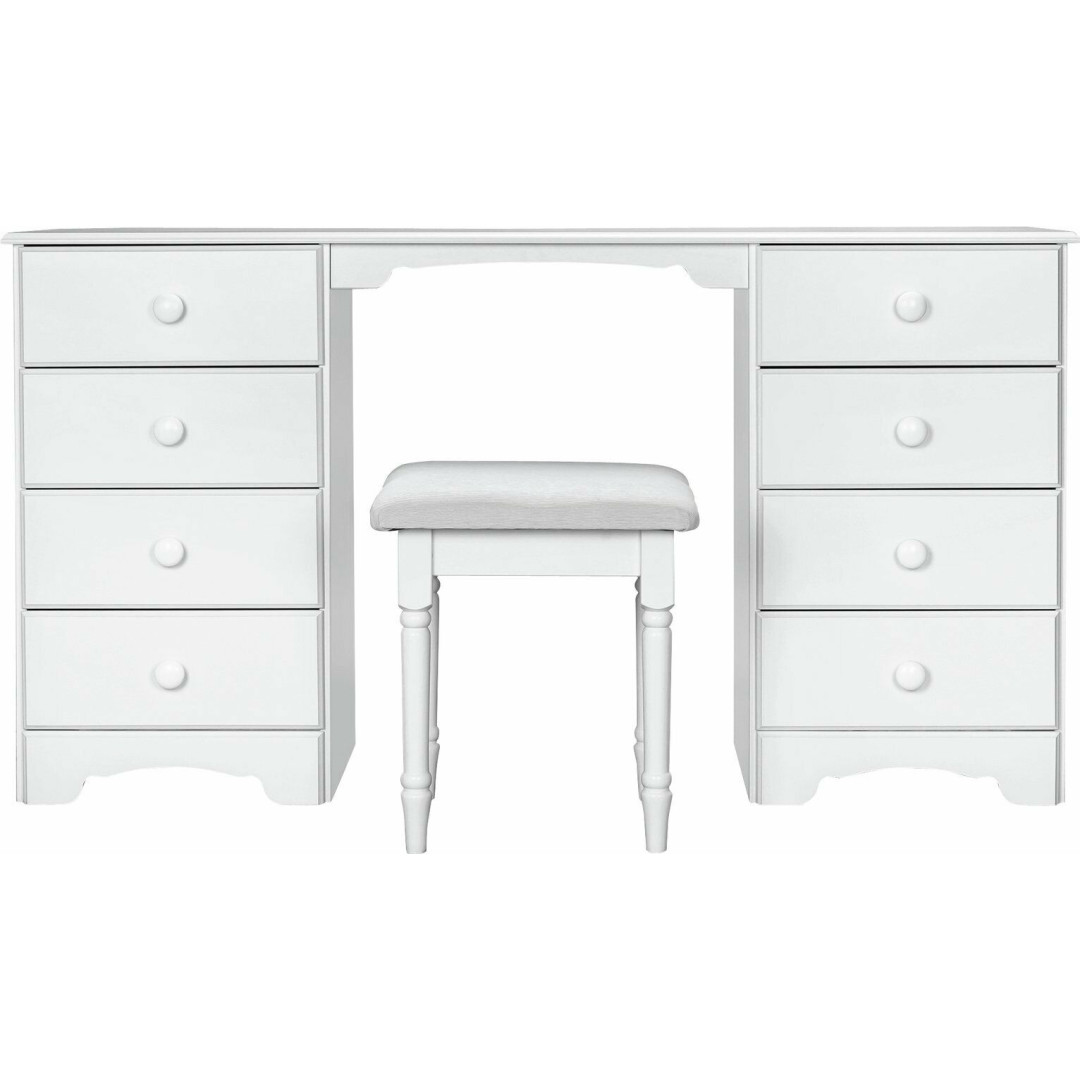Home Nordic 8 Drw Dressing Table & Stool - Soft White