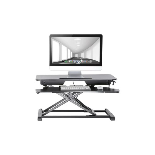 ProperAV Two-Tier Stand-Up Desk Workstation - Black