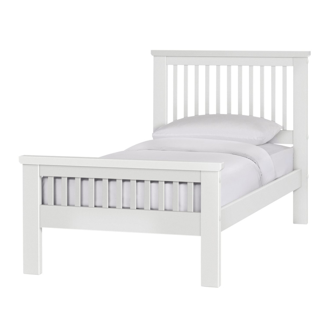 Home Aubrey Single Wooden Bed Frame - White | Sturdy Kids or Guest Bed Home Aubrey Single Wooden Bed Frame - White | Sturdy Kids or Guest Bed