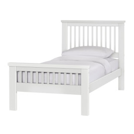 Home Aubrey Single Wooden Bed Frame - White | Sturdy Kids or Guest Bed Home Aubrey Single Wooden Bed Frame - White | Sturdy Kids or Guest Bed