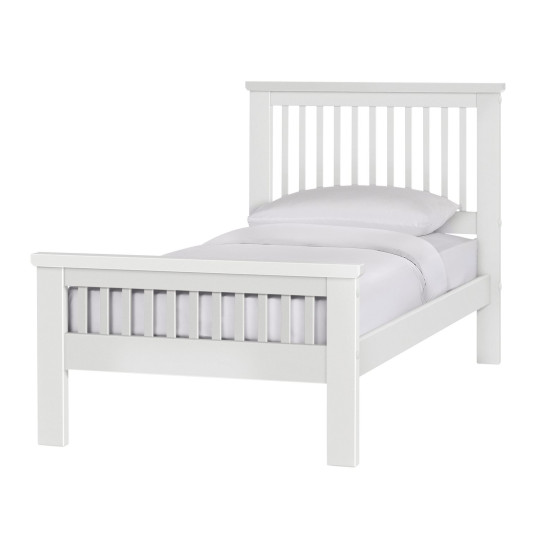 Home Aubrey Single Wooden Bed Frame - White | Sturdy Kids or Guest Bed