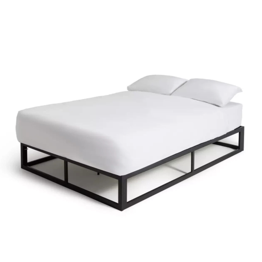 Platform Double Metal Bed Frame - Black | Bedroom Furniture for Teen or Guest Ro
