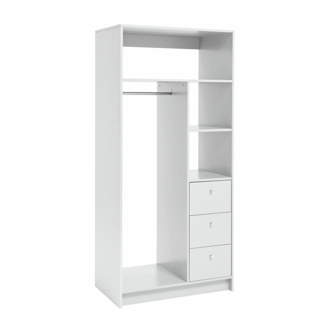 Home Malibu 3 Drawers Open Storage Wardrobe - White