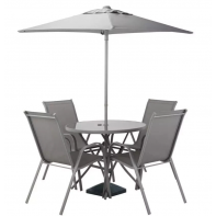 Sicily 4 Seater Garden Furniture Set - Table and Chairs Patio Set With Parasol