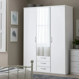 Hallingford Gloss 3Dr 3Drw Mirror Wardrobe -White | 3 Door Mirror Wardrobe Hallingford Gloss 3Dr 3Drw Mirror Wardrobe -White | 3 Door Mirror Wardrobe