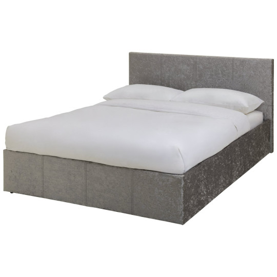 Home Heathdon Kingsize End Lift Ottoman Bed - Silver | Convenient Bed Storage