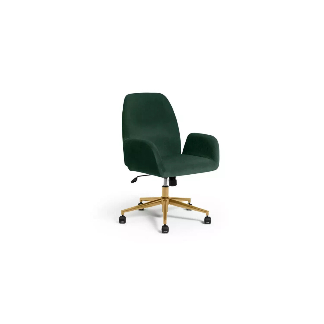 Clarice Fabric Office Chair - Green and Brass