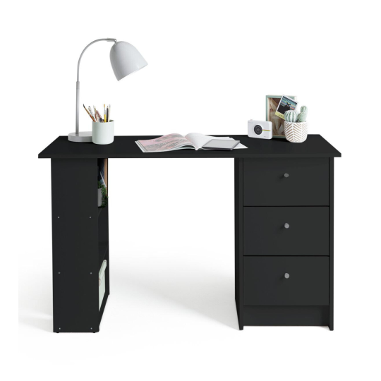 Malibu Desk With Drawers and Shelves Storage Kids & Adults 120cm Black Oak Effct