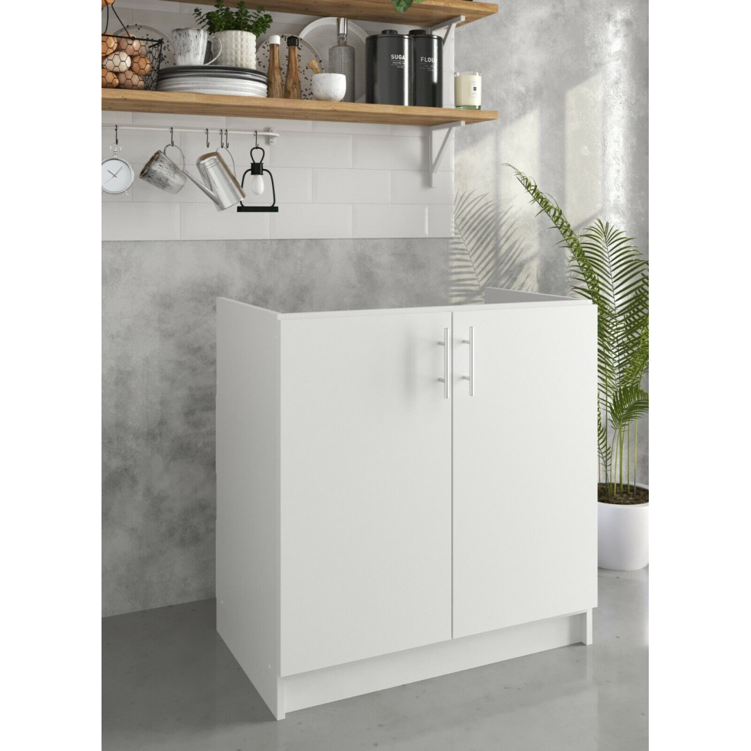 JD Greta Kitchen 800mm Base Sink Cabinet - White