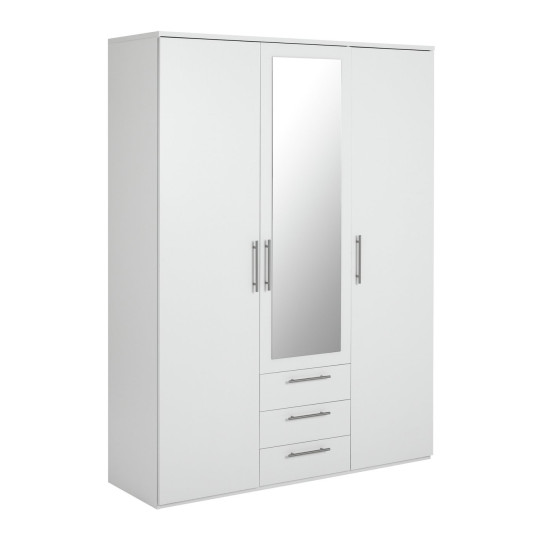 Home Brisbane 3 Door 3 Drawer Wardrobe - White | Sleek Neutral Aesthetic