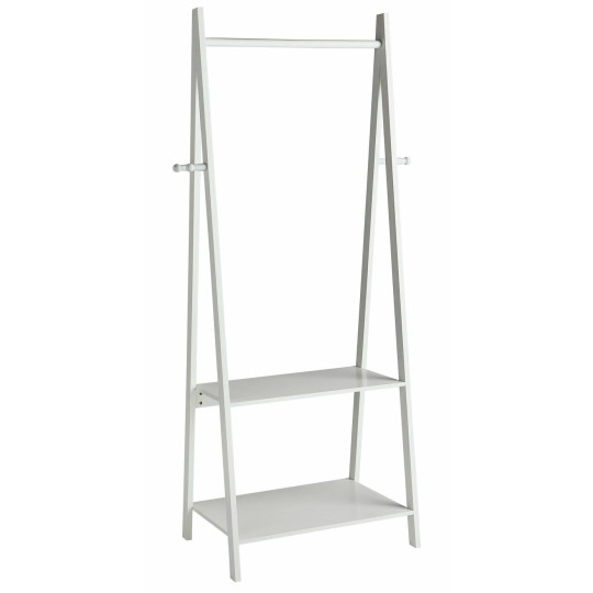 Decorative Clothes Rail with 2 Shelves - White