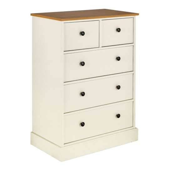 Kensington 5 Drawer Chest - Oak & Ivory