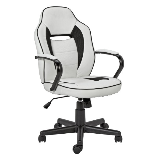 Faux Leather Mid Back Gaming Chair -White & Black | Workspace Coolness Quality