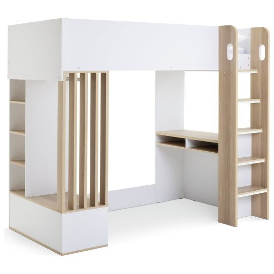 Norah Teen Slatted High Sleeper Bed Frame- White | Teen Loft Bed