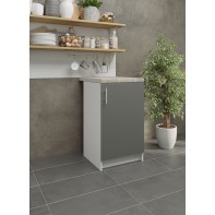 Kitchen Base Unit 500mm Storage Cabinet & Doors 50cm - Grey Matt With Worktop