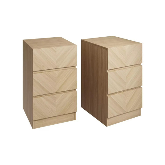 GFW Catania 3 Drawer 2 Bedside Table - Oak