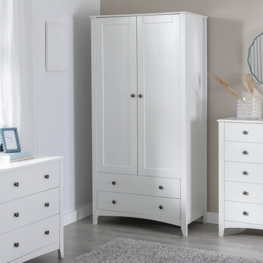Minato 2 Door 2 Drawer Wardrobe - White | compact white wardrobe