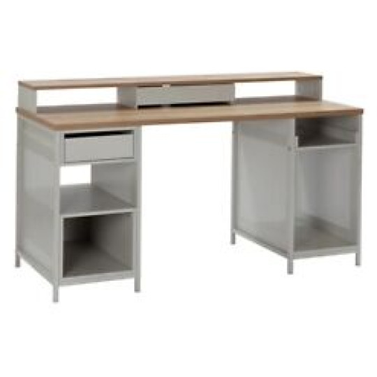 Home Modular 1 Drawer Gaming Desk - Oak Effect & Grey | Study Workstation Table