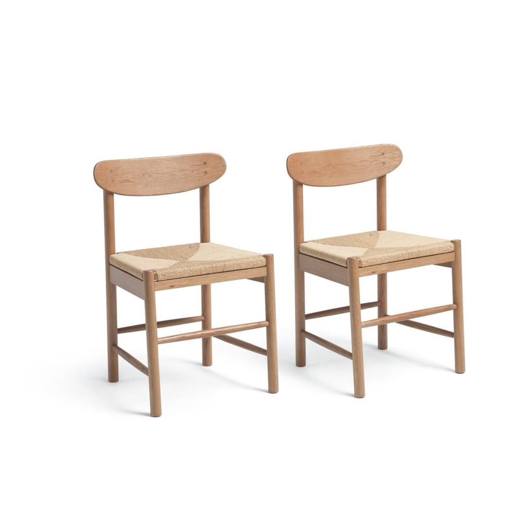 Hanna Pair of Wood Dining Chairs - Oak