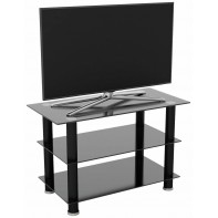 AVF TV Stand With Storage in Black - Up to 40 Inch TV Unit Glass - 80cm Wide