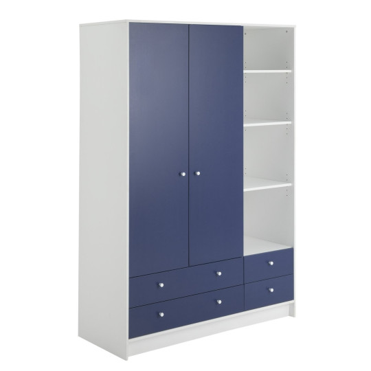 Kids Malibu 2 Door 4 Drawer Wardrobe - Blue | Functional kids clothes storage