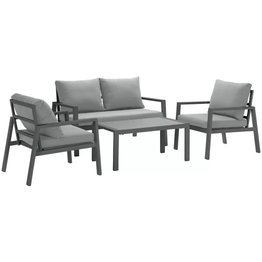 Sitges 4 Seater Aluminium Garden Sofa Set - Grey