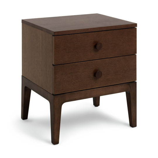 Loxley 2 Drawer Bedside Table - Walnut | Compact Bedroom Solution
