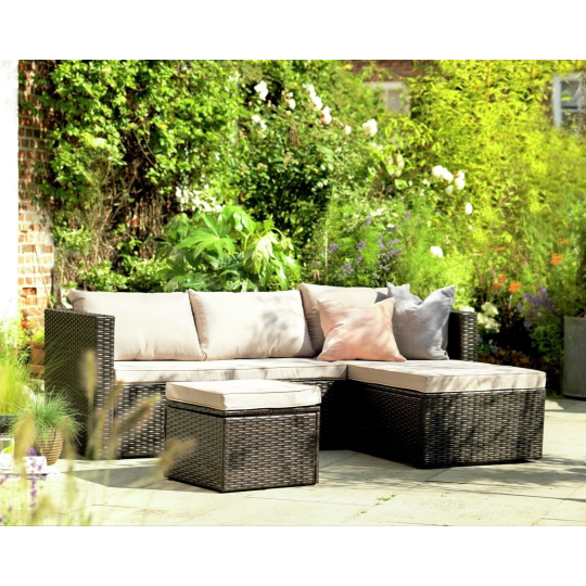 4 Seater Rattan Effect Garden Sofa Set - Brown