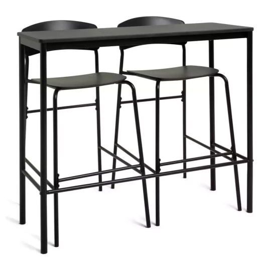 Stella Metal Bar Table & 2 Black Bar Stools