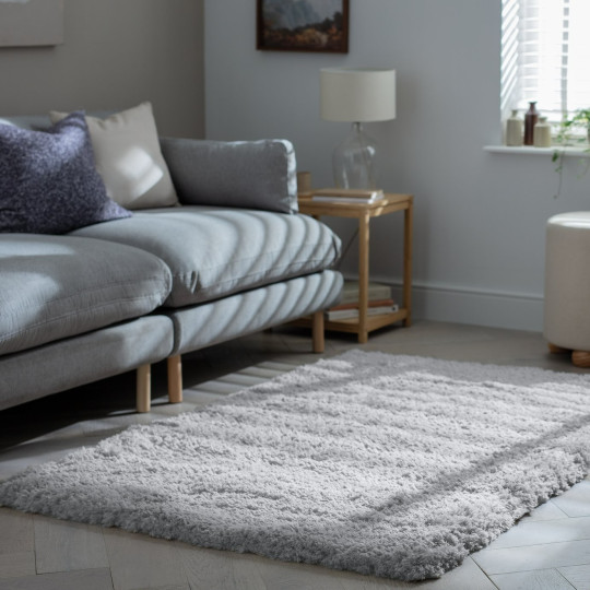 Airmaster Plain Silver Shaggy Rug - 230x160cm