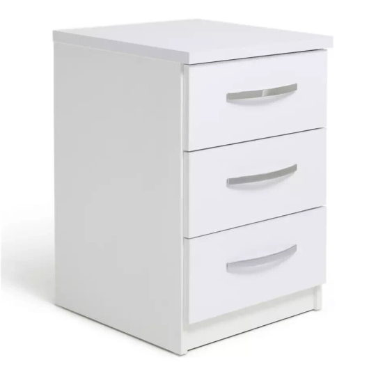 Hallingford 3 Drawer Bedside Table -White Gloss ( B grade 19046 )