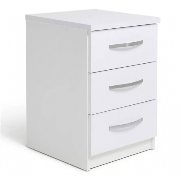 Hallingford 3 Drawer Bedside Table -White Gloss ( B grade 19046 )