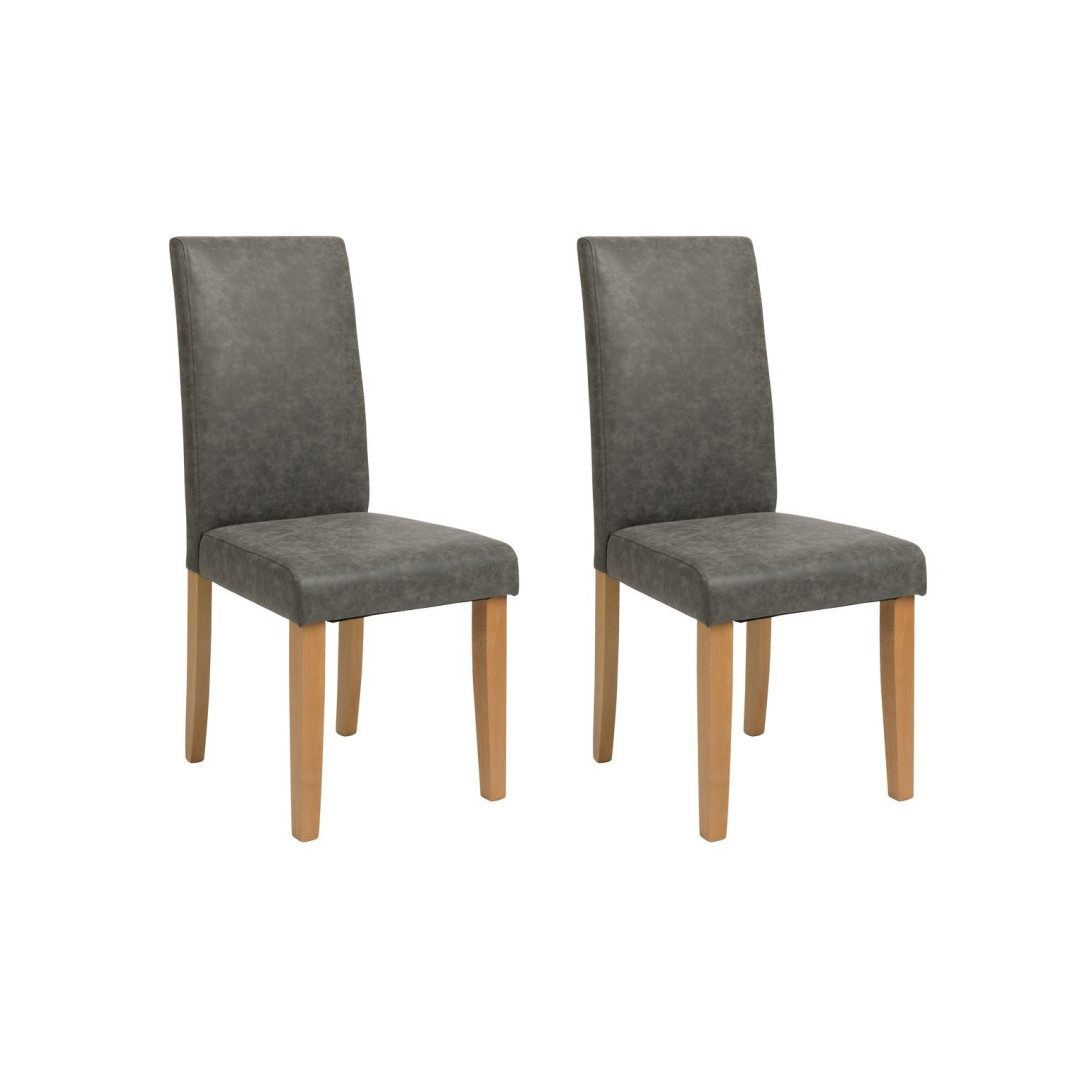 Home Pair of Faux Leather Dining Chair - Charcoal | Set of 2 modern chairs Home Pair of Faux Leather Dining Chair - Charcoal | Set of 2 modern chairs