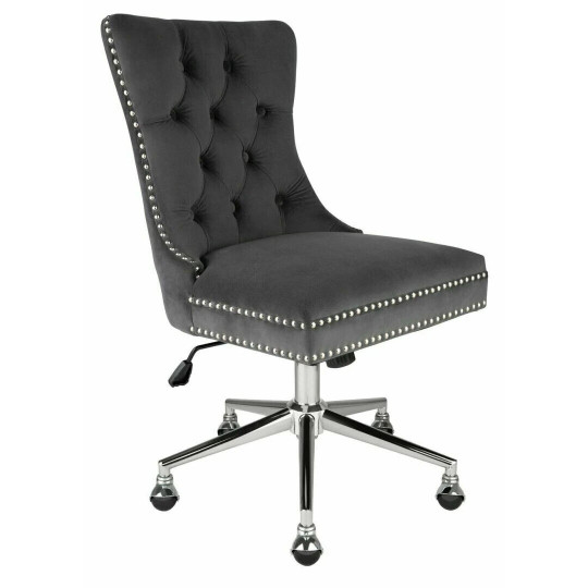Princess Velvet Handleback Office Chair - Grey