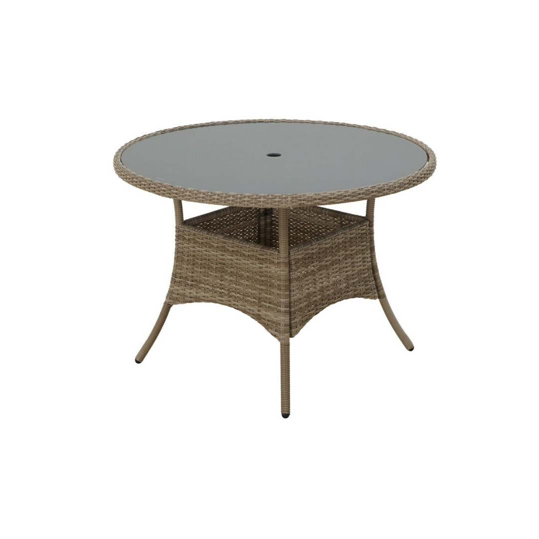 Shore Dining Table Round - Grey Rattan