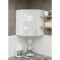 Kitchen Wall Corner Unit 600mm Cabinet With Door and Shelf 60cm - White Gloss
