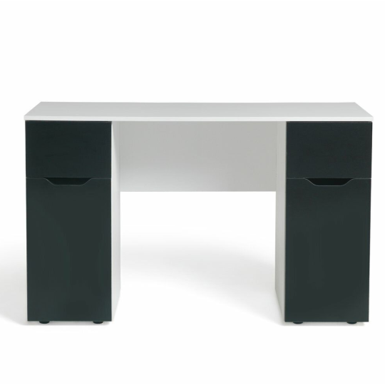 Habitat Pob Double Pedestal Desk - Black | Workstation Storage Drawers Shelves