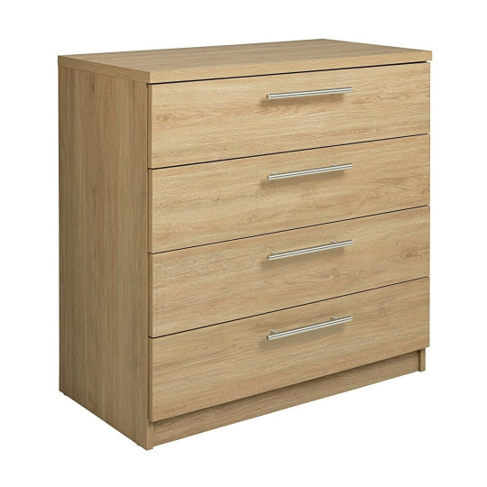 Home Brisbane 4 Drawer Chest – Oak | Stylish Storage Furniture Bedroom Living